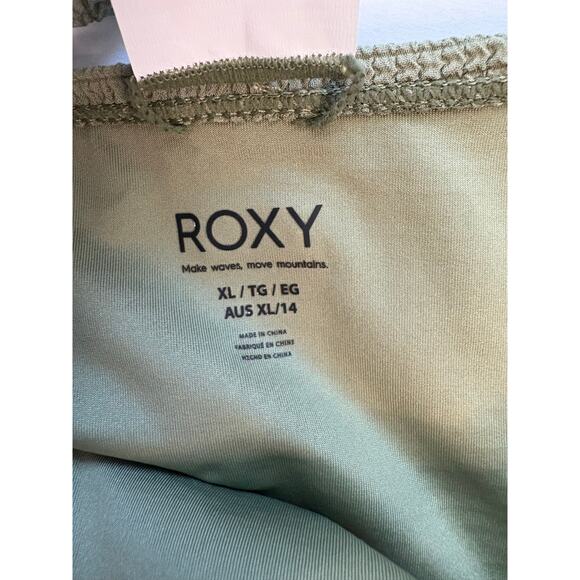 Roxy Women's Essaouira Side Tie High Leg Cheeky Bikini Bottom Oil Green Large XL - Picture 7 of 13